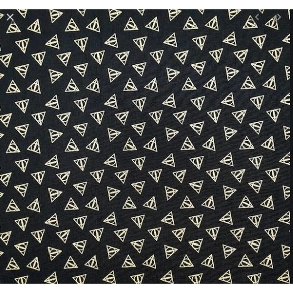 Deathly Hollow Gold/ Black Cotton Fabric - Picture 1 of 3